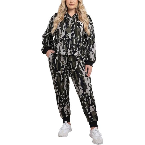 Plus Size NY Collection Long Sleeve Hooded Hacci Jog Set