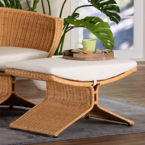 bali & pari Reya Natural Rattan Footstool