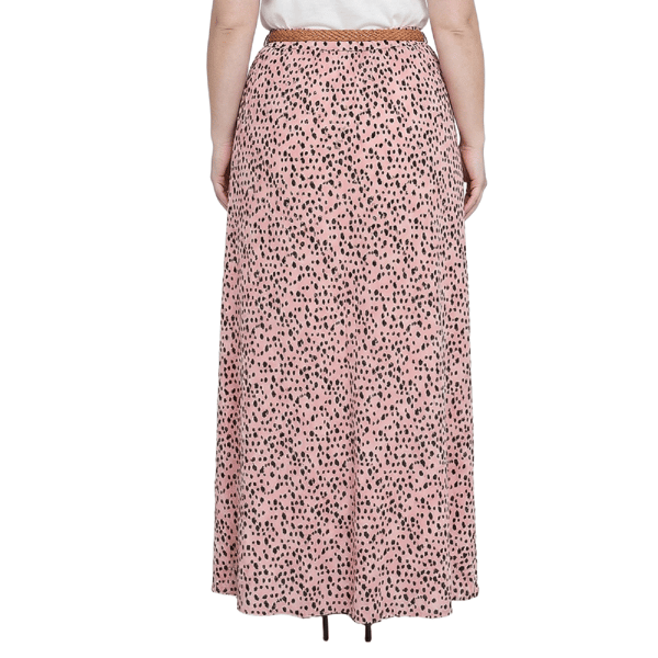 Plus Size NY Collection Belt Waist Dot Chiffon Maxi Skirt