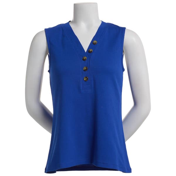 Plus Size Architect&#174; 2x2 Solid Ribbed Henley Tank Top