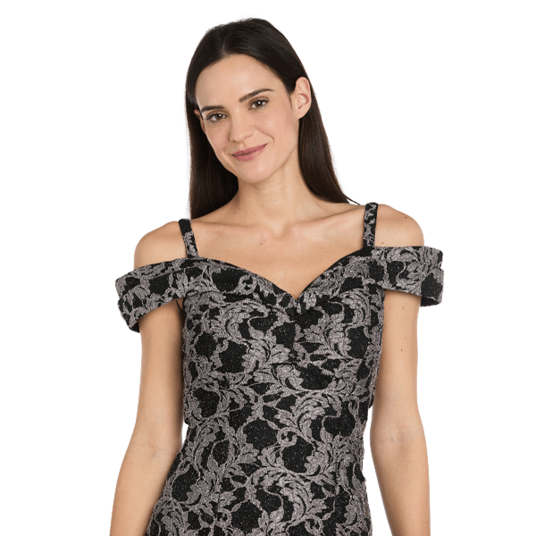 Womens R&M Richards Off The Shoulder Two Toned Lace Dress