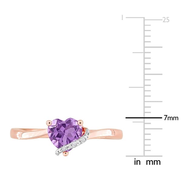 Rose Gold Plated Amethyst & Diamond Accent Heart Ring