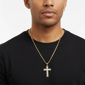 Mens Iron Saints Our Father Prayer Two-Tone Cross Necklace - image 3