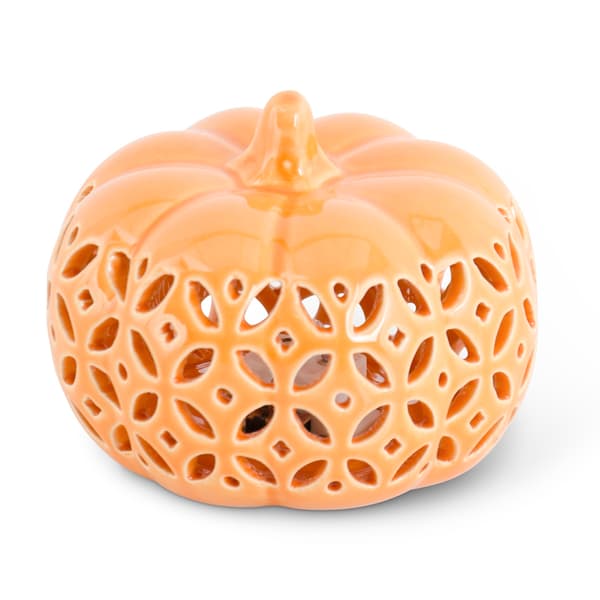 K&K Interiors Ceramic Cutout LED Pumpkin - Orange - image 