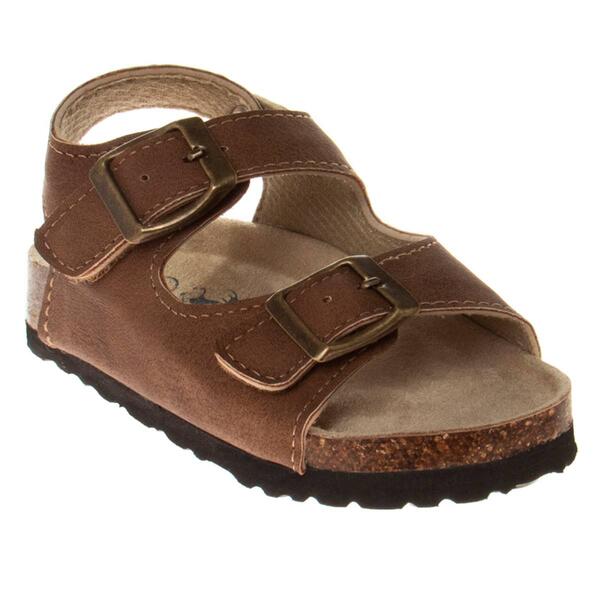 Little Boy Rugged Bear Buckle Tan Footbed Sandals - image 