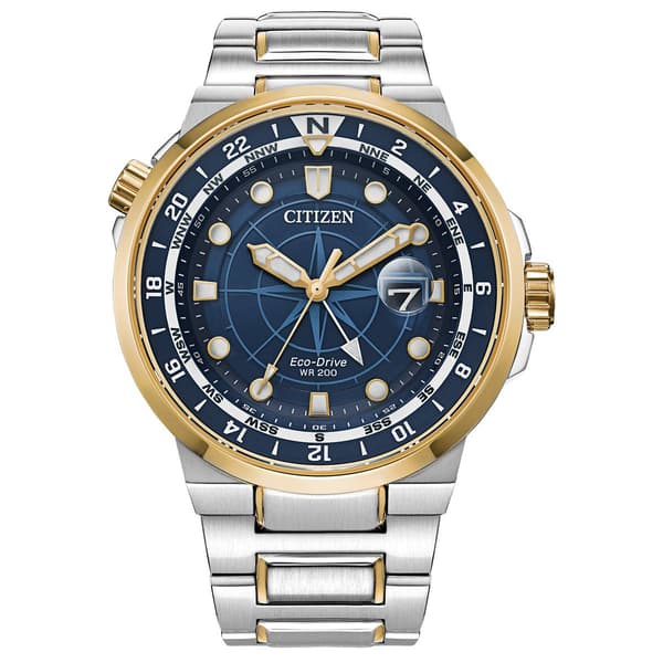 Mens Citizen&#40;R&#41; Endeavor Blue Dial Two-Tone Watch - BJ7144-52L