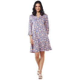 Plus Size Ruby Rd. 3/4 Sleeve Shift Floral Dress-Melon