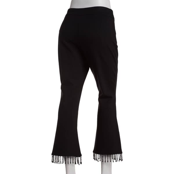 Womens Nanette Lepore Bead Fringe Trim Cropped Ponte Pant