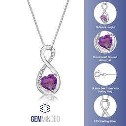 Gemminded  Sterling Silver 6mm Heart Amethyst Pendant