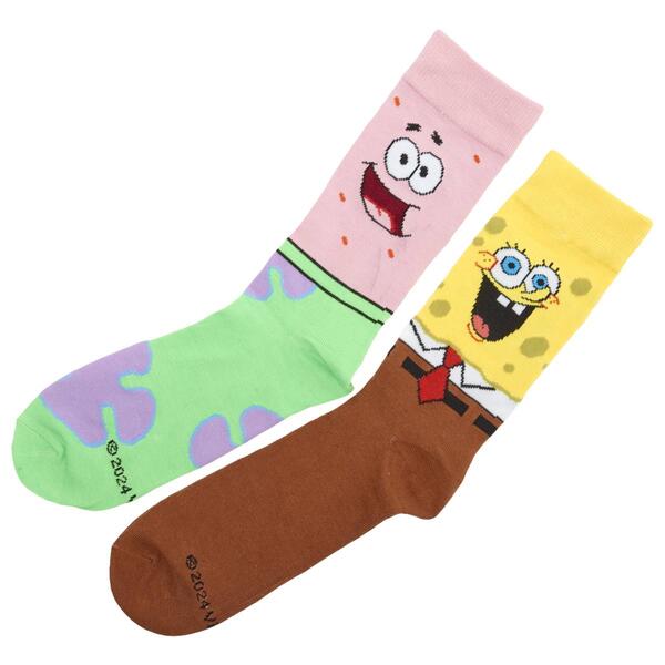Mens Crazy Socks SpongeBob SquarePants & Patrick Crew Socks - image 