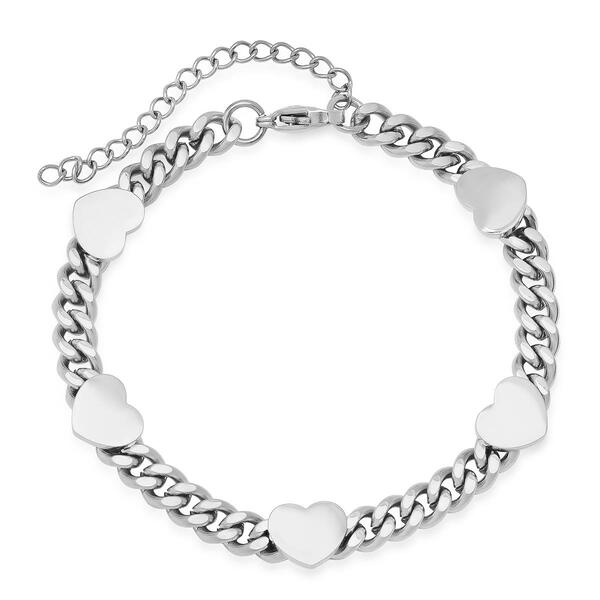Steeltime Stainless Steel Resizable Heart Bracelet and Necklace