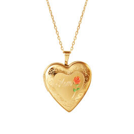 Sterling Silver Gold Plated MOM Heart Locket Pendant