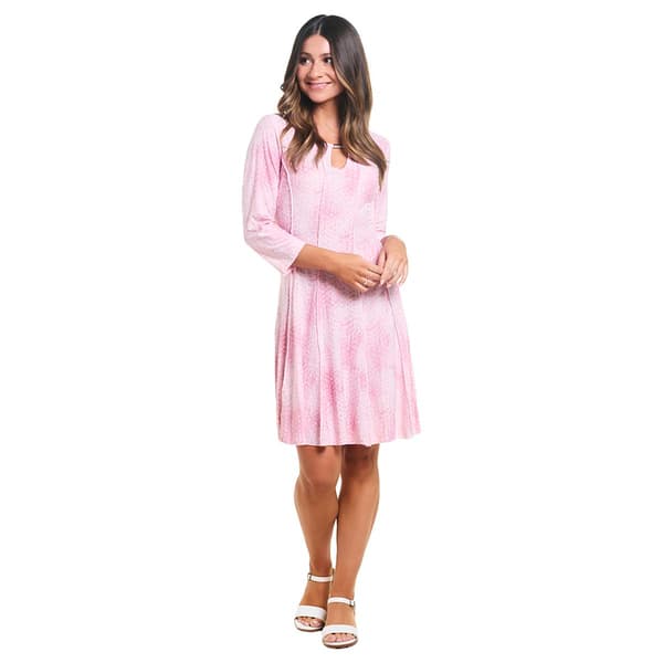 Petite NY Collection Short Sleeve Jacquard Pintuck Shift Dress