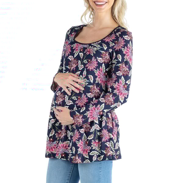 Plus Size 24/7 Comfort Apparel Floral Maternity Tunic Top