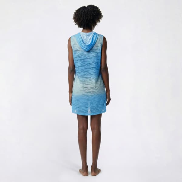 Womens J Valdi Wave Mesh Sleeveless Zip Hoodie Swim Cover Up
