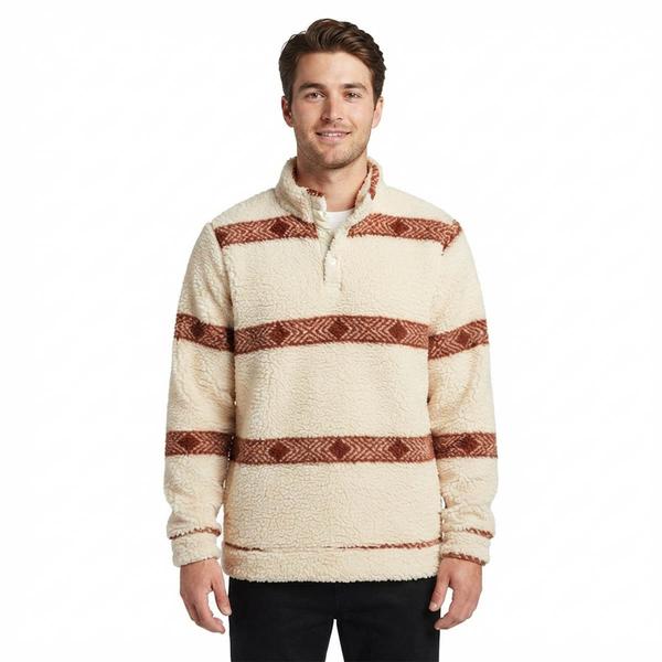 Young Mens Brooklyn Cloth(R) Arrow Stripe Sherpa Hoodie - Sand - image 