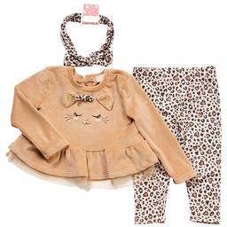 Baby Girl (12-24M) BTween(R) Velour Top w/ Leggings & Headband