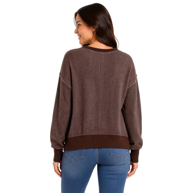 Juniors No Comment Ribbed Plated V-Neck Sweater