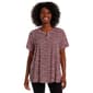 Plus Size Napa Valley Short Sleeve Medallion Pleat Henley Blouse - image 1