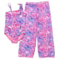 Girls (7-16) Kensie One Piece Marble with Mesh Pants Swim Set - image 3