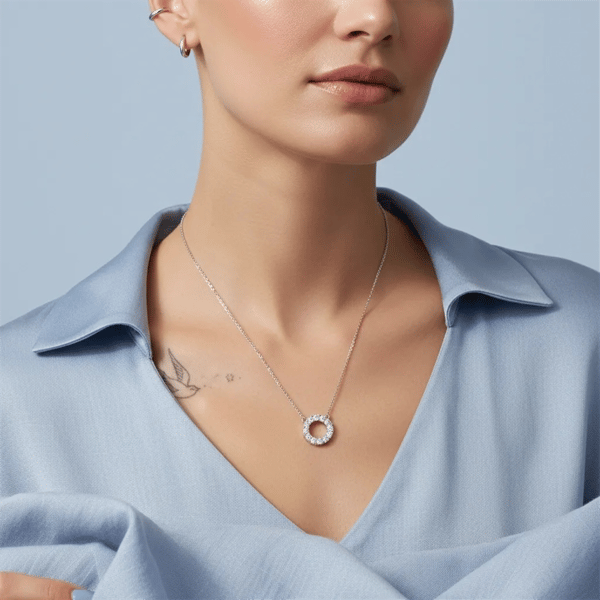 Saffron Moissanite Diamond Eternity Circle Necklace