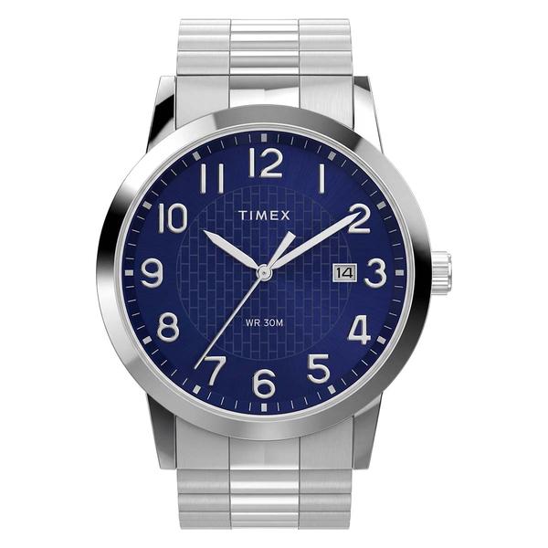 Mens Timex(R) Blue Dial Stainless Steel Band Watch - TW2Y93000JT - image 