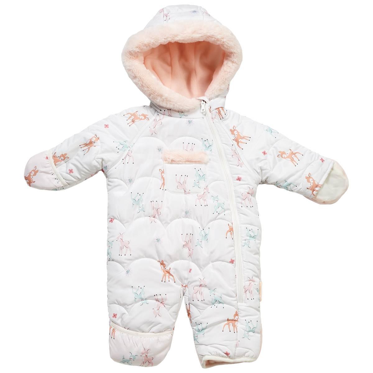 Baby Girl (NB-9M) Wippette Deer Print Quilted Snowsuit