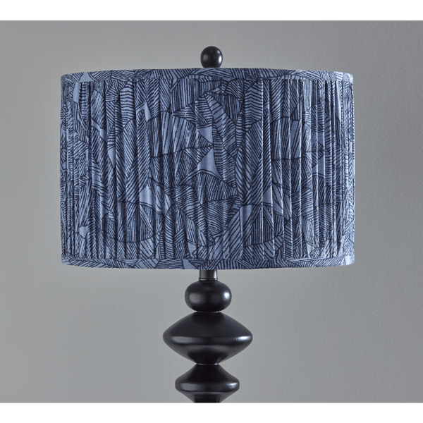 Adesso Samira Floor Lamp with Soft Pleated Blue Fabric Shade