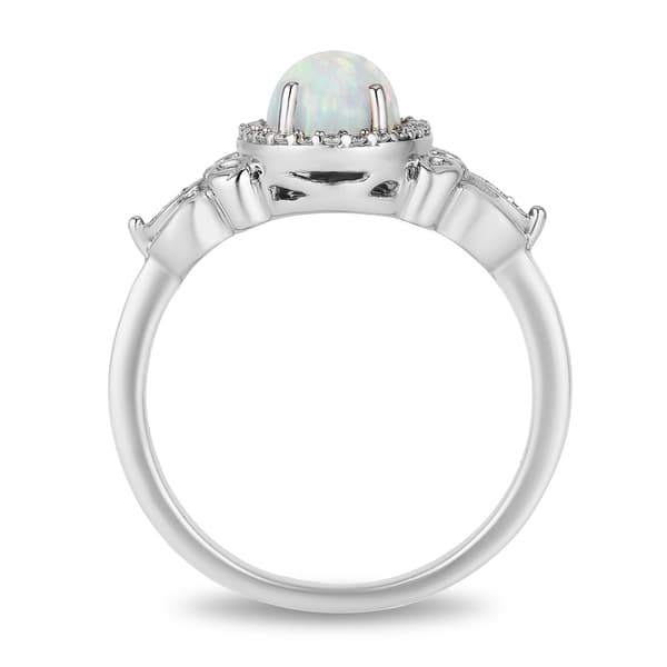 Enchanted by Disney 1/10ctw. Diamond/Opal Silver Cinderella Ring