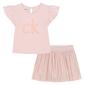 Girls &#40;4-6x&#41; Calvin Klein Cap Sleeve Logo Top with Metallic Skort - image 1