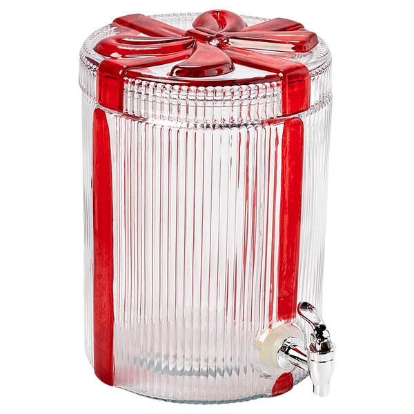 Winterberry Lane 1.5 Gallon Red Bow Round Dispenser - image 