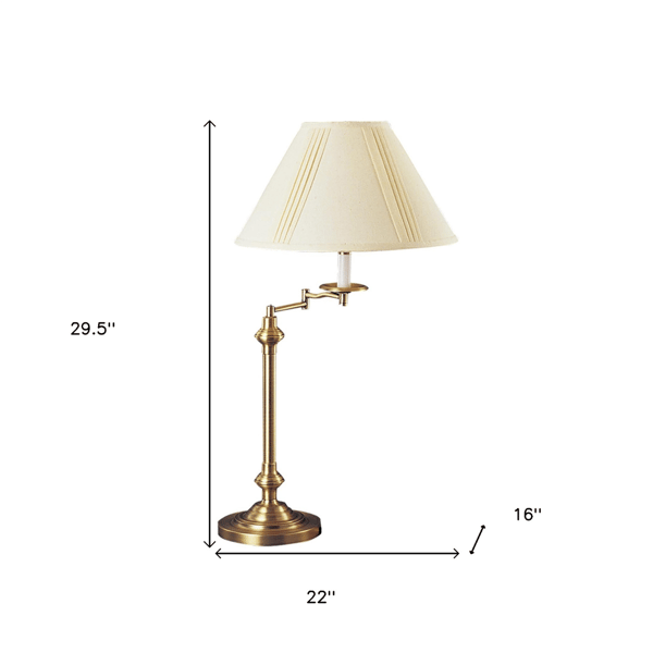 HomeRoots 30in. Bronze Swing Arm Table Lamp with Empire Shade
