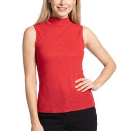 Womens NY Collection Sleeveless Mock Neck Mesh Line Rhineston