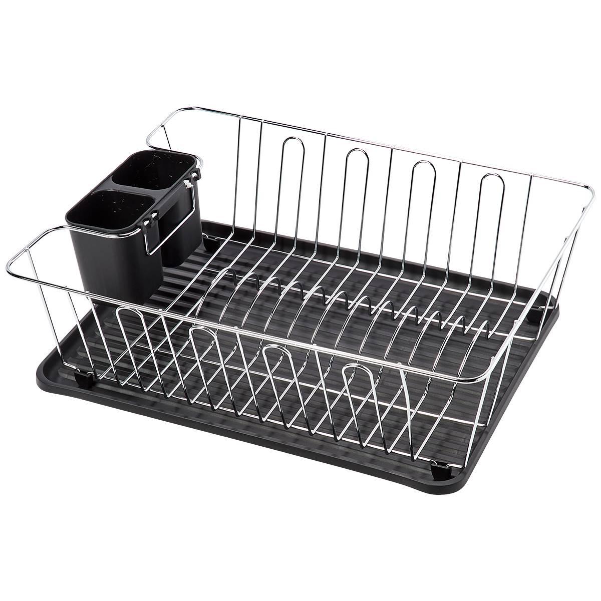 Gourmet Kitchen Charcoal/Black Metal Wire Dish Rack