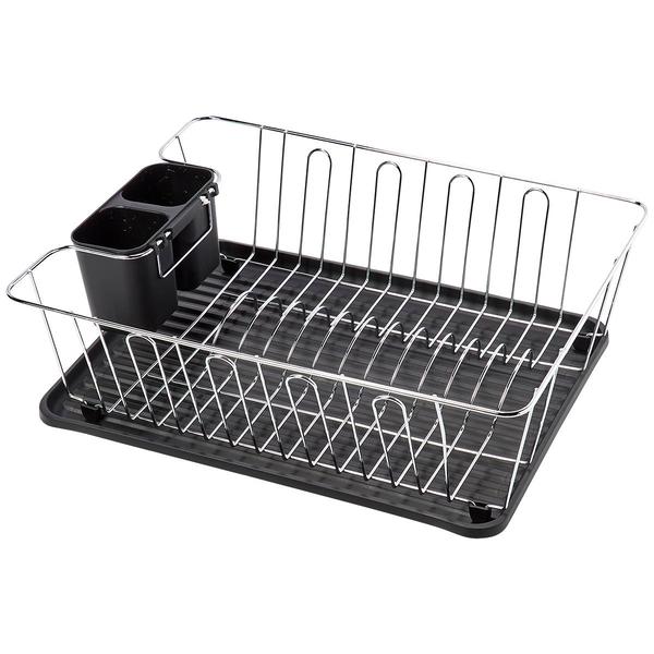Gourmet Kitchen Charcoal/Black Metal Wire Dish Rack - image 