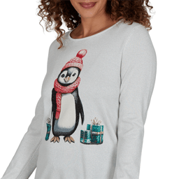 Petite Emaline Holiday Festivities Penguin Graphic Sweater