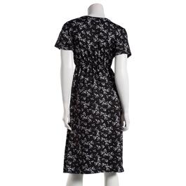 Womens Due Time Short Sleeve Midi Floral Maternity Dress - Black