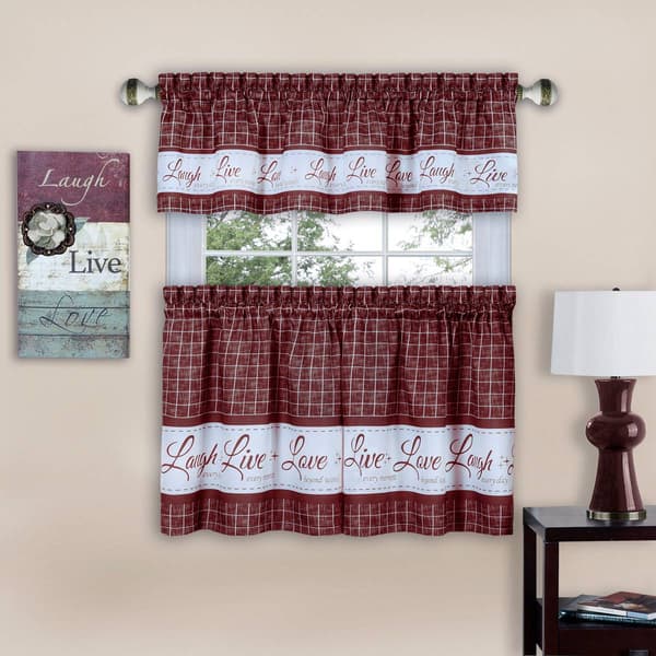 Achim Live Love Laugh Kitchen Curtain Set - image 