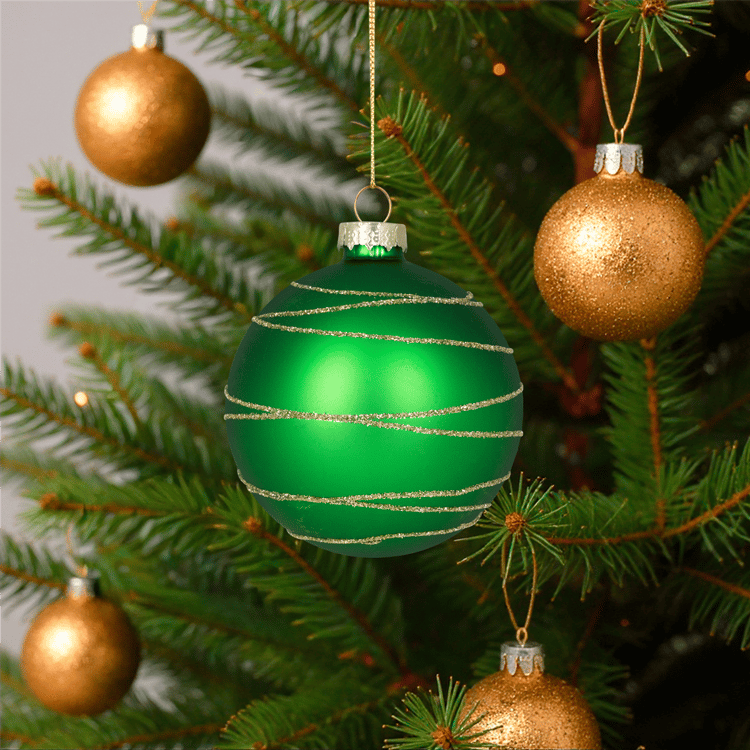 Northlight 4ct Red & Green Stripes Christmas Glass Ball Ornaments