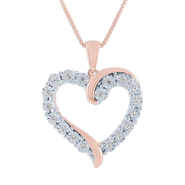 Nova Star&#40;R&#41; Rose Plated Silver Lab Grown Diamond Heart Pendant - image 