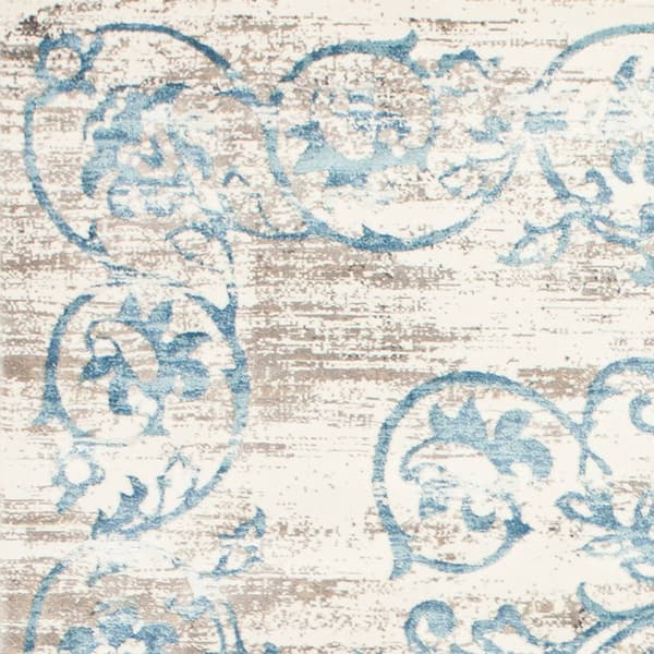 KAS Crete Ivory Blue Courtyard 7ft. Runner