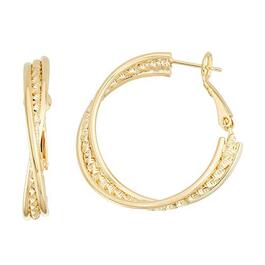Fine Faux 14kt. Gold Beaded & Twisted Hoop Earrings