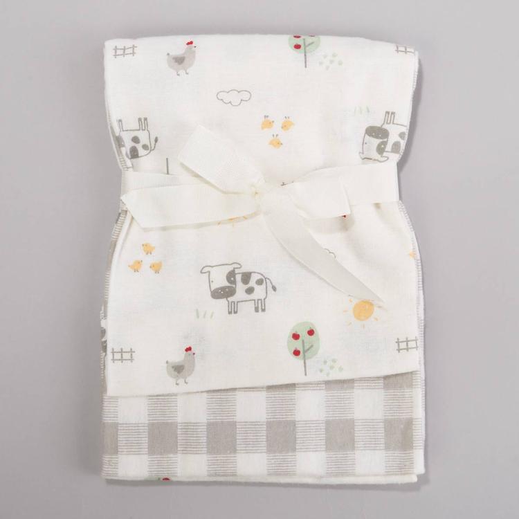 Baby Boy baby views(R) 2pk. Farm Flannel Blanket
