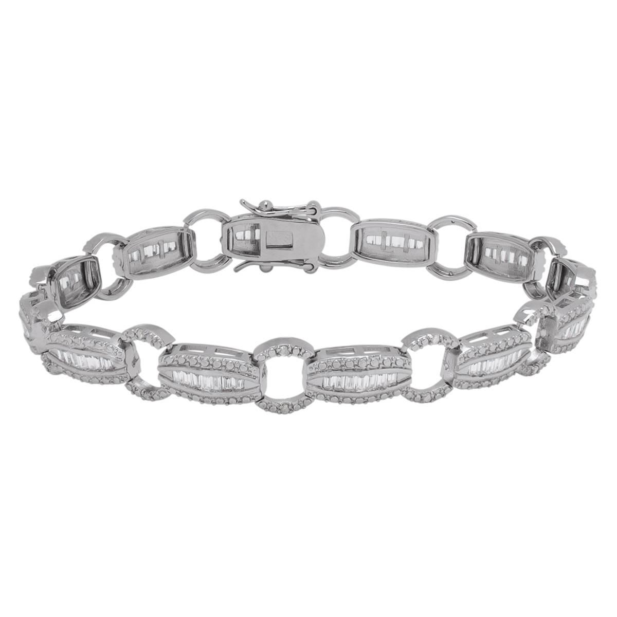 Gianni Argento Silver Plated Diamond Accent Link Bracelet