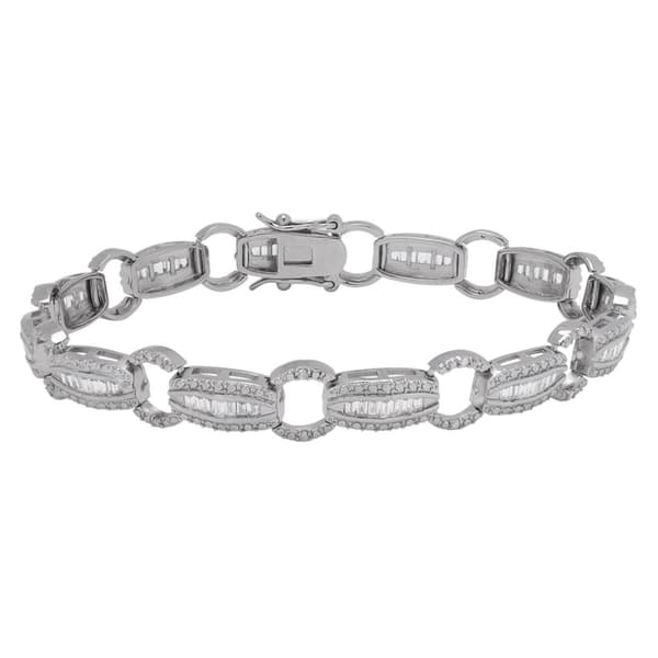 Gianni Argento Silver Plated Diamond Accent Link Bracelet - image 
