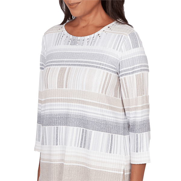 Womens Alfred Dunner Comfort & Joy Abstract Stripe Blouse