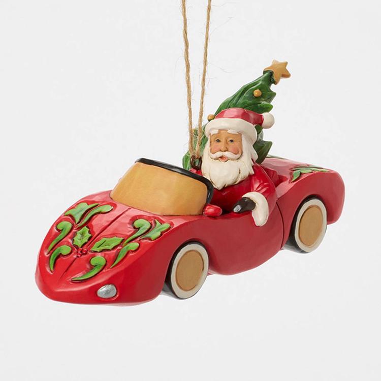 Jim Shore Santa in Sports Car Christmas Ornament