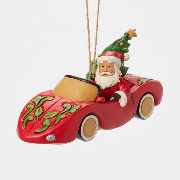 Jim Shore Santa in Sports Car Christmas Ornament