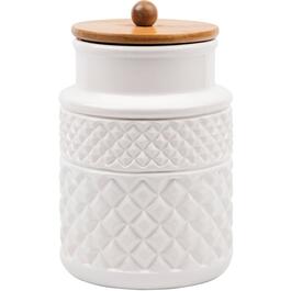 Home Essentials 54oz. Round Facet Embossed Canister w/ Bamboo Lid