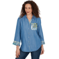 Womens Alfred Dunner Indigo Girls Button Front Denim Blouse - image 1